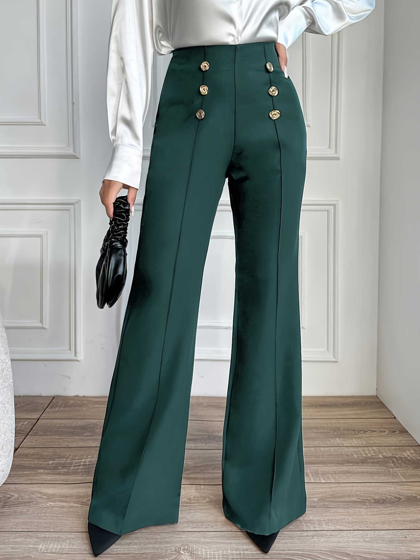 high waisted curvy dress pants Brand Curvy Straight-Leg Plus Size Pants with Stretch Fabric – Penningtons main image 1