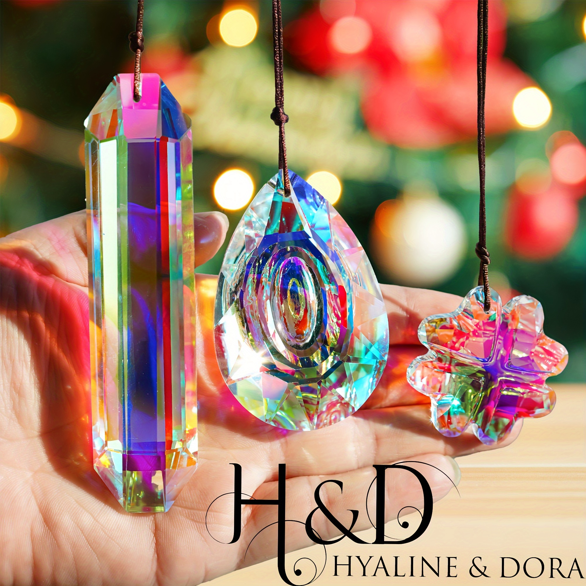 

H&d & 3pcs Crystal Colorful Suncatcher Prisms Window Hanging Ornaments Chandelier Prisms Accessories Pendants Home Decor