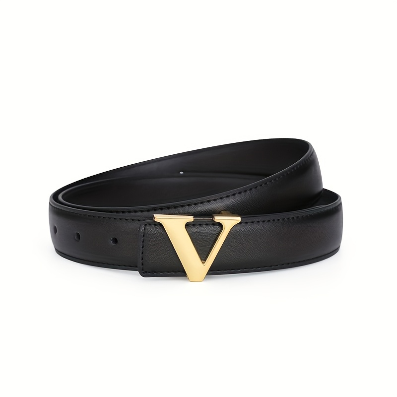 Image of Premium Letter Business Belt For Women, Versatile Trendy Decorative Belt For Suits, Gift, Split Leather Fashionable , Black Jeans Belt
