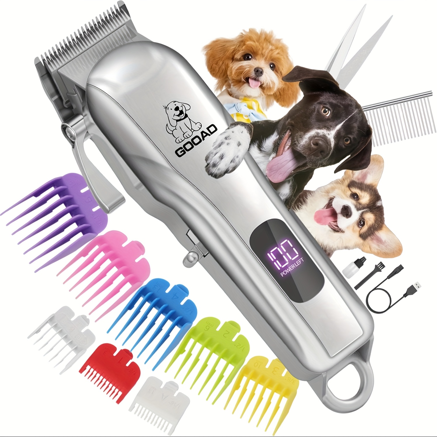 

Gooad Is Used For Scissors, Dog Grooming Kit, Cordless Dog Grooming Scissors For Coats, Dog Hair Trimmer, Dog Shaver, Quiet Pet Hair Clipper For Dogs And Cats.