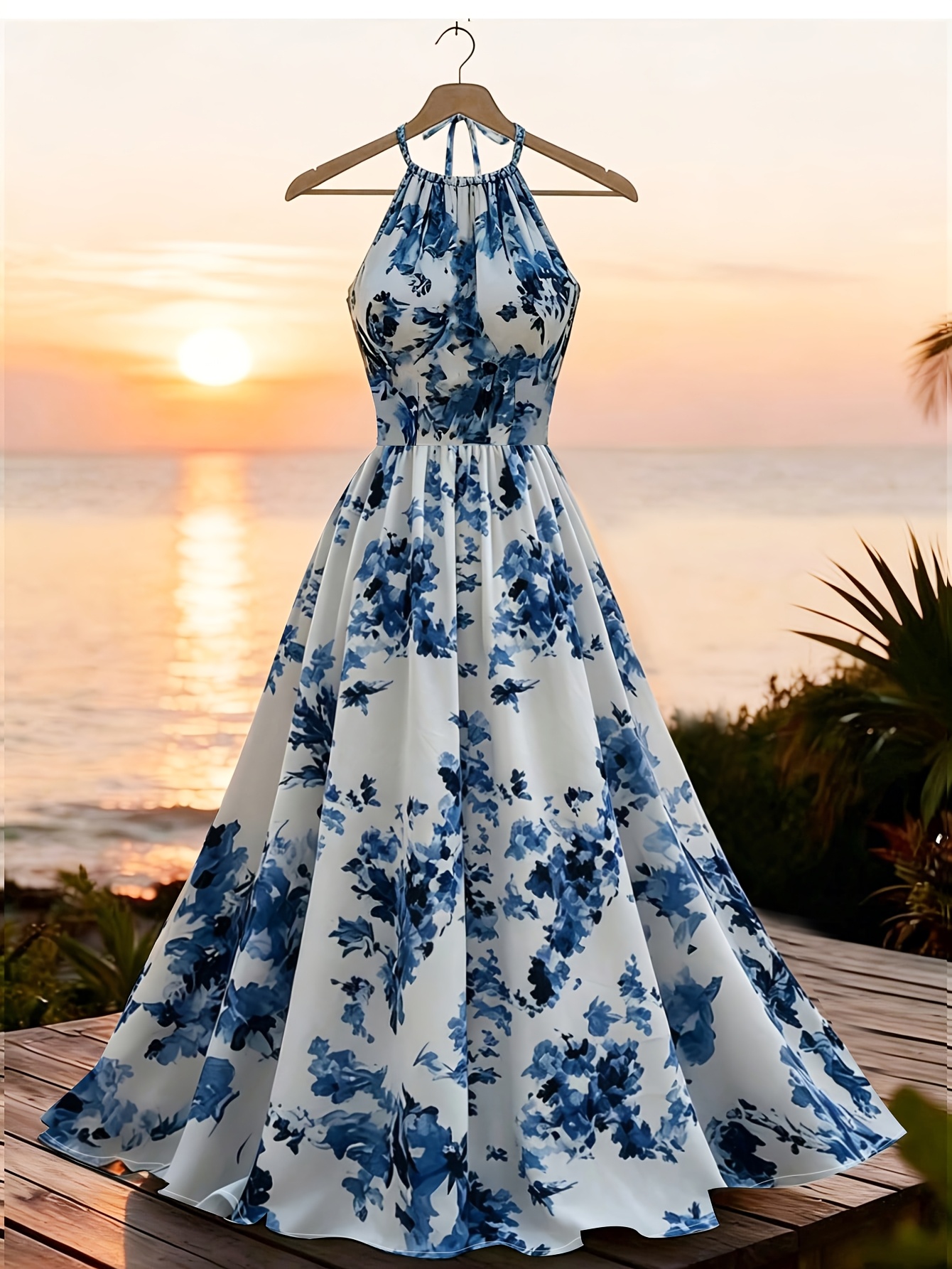 womens summer long dress sleeveless printed dress vacation dress