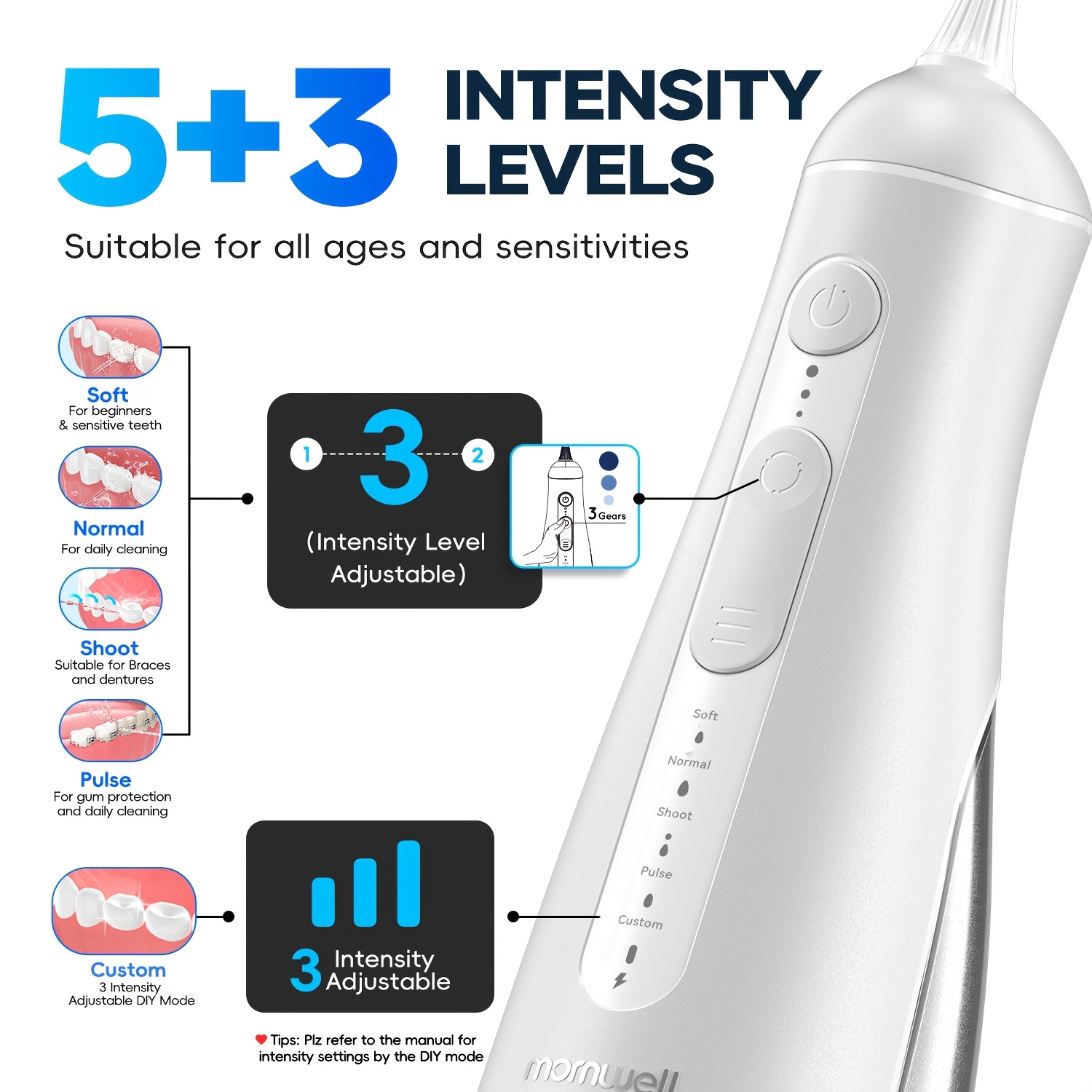 Portable Water Flosser with 5 Modes and 3 Levels