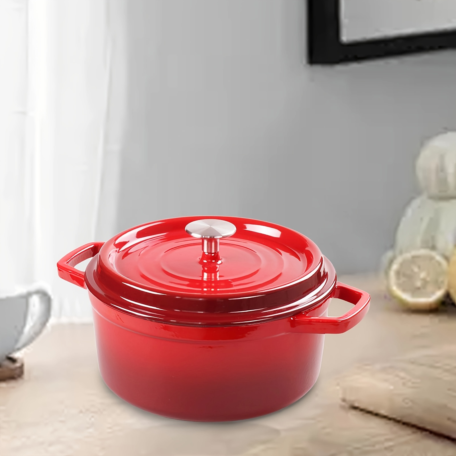 1pc cast iron stew pot 24  non stick enamel cookware induction compatible versatile for   boiling braising   household kitchen pot details 8