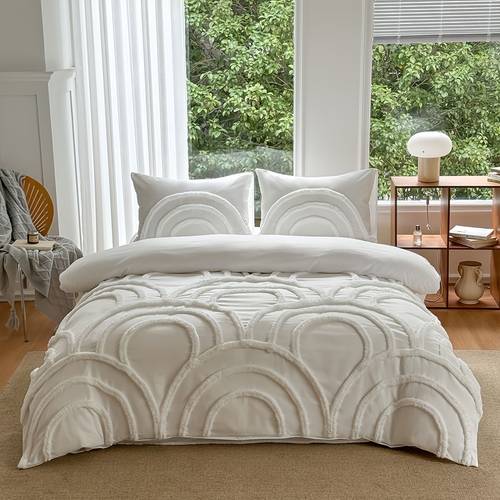 2pcs 3pcs tufted bohemian style bedding modern minimalist soft and comfortable bedding duvet cover set with zipper 1 duvet cover and 1 pillowcase 2 pillowcases in multiple colors and sizes a suitable gift for family