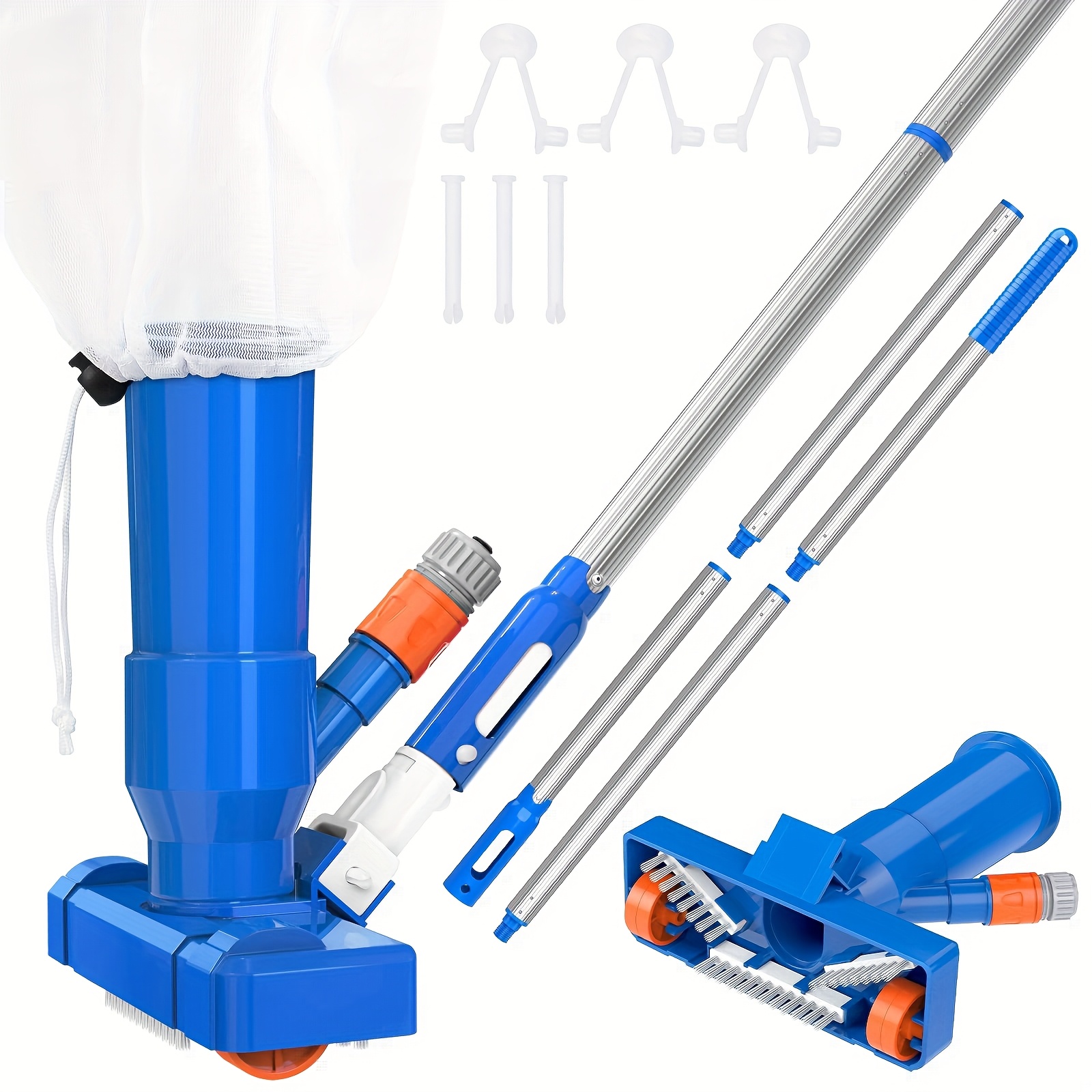 TEMU Pool Vacuum Cleaner, Floor Vacuum Cleaner With Telescopic Aluminium Pole 180cm, Pool Set, Vacuum Cleaner Pool Underwater, Pool Cleaning , Pool