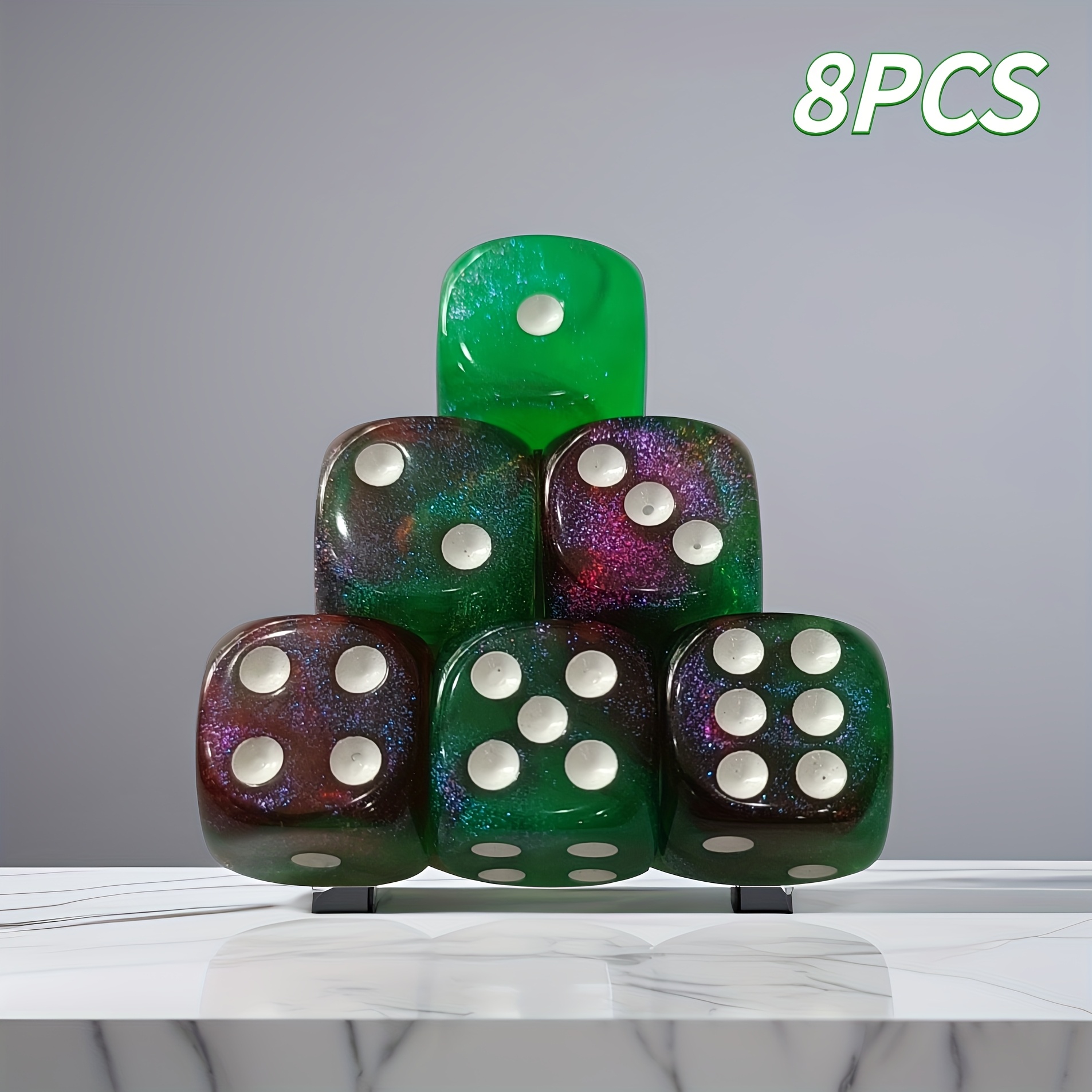 8pcs High-Brightness Iridescent Two-Tone Dice
