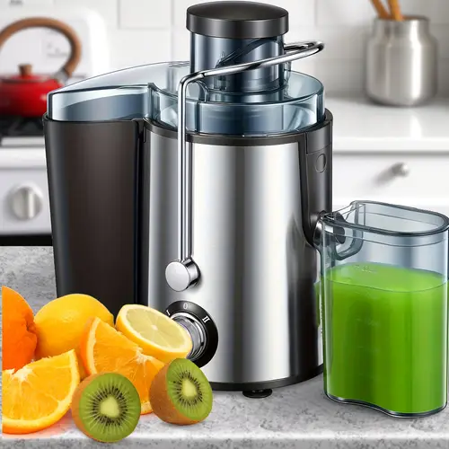 500w centrifugal juicer extractor with wide mouth 3 inch fruit vegetable feed tank easy to clean stainless steel fast juicing multifunctional home juicer easy to juice for fruits vegetables filter removal