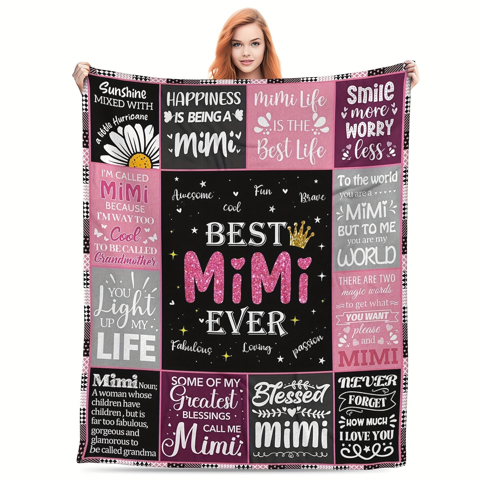 

1 Pc , Mothers Day Blanket , For Grandma Throw Blanket 60" X 80", Cool Mimi Birthday Gifts Ideas For Mimi, Great Grandma