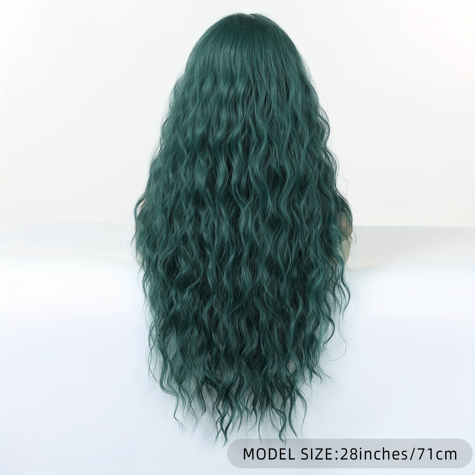 28 inches blackish green curly wavy synthetic wigs women - Temu display picture 3
