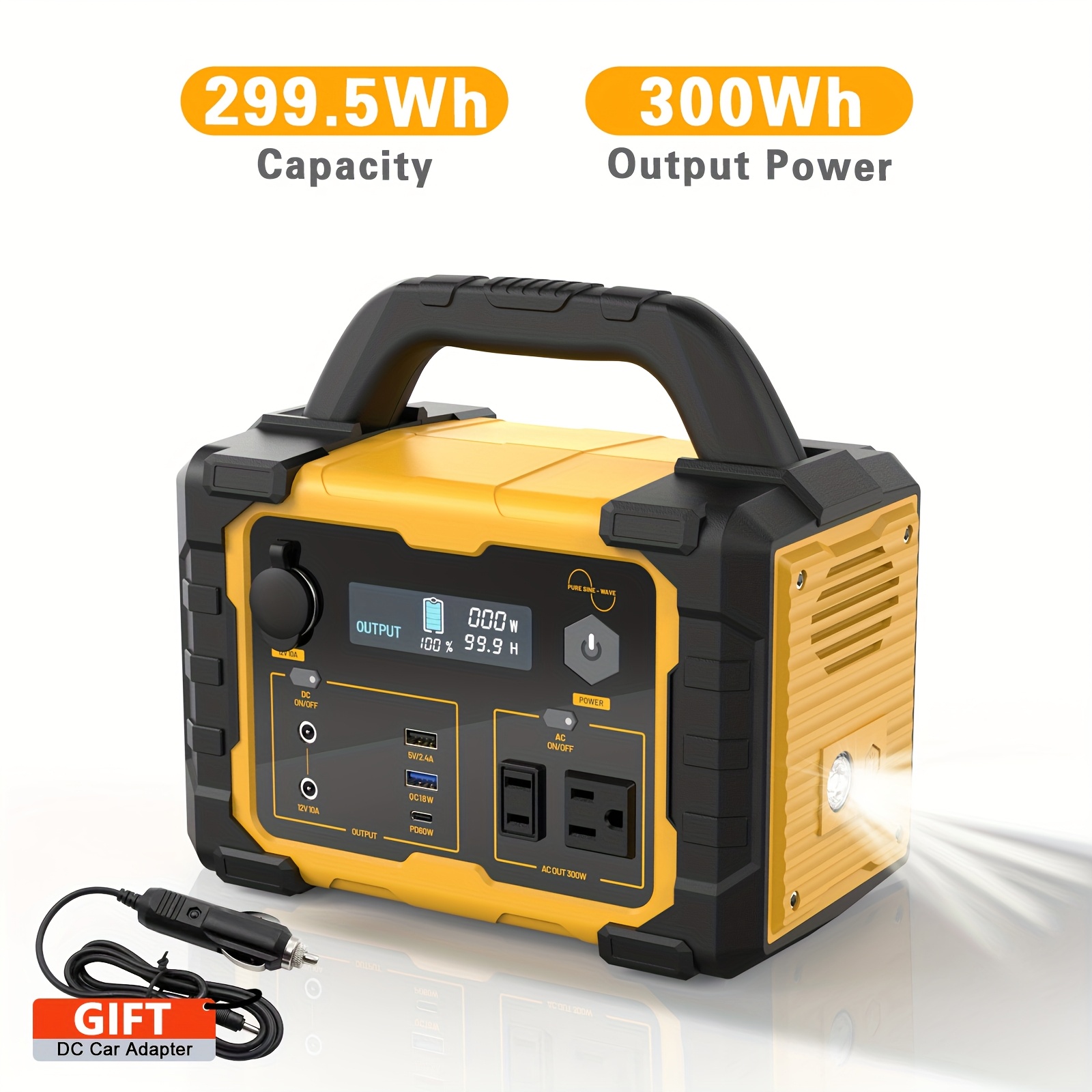 TEMU Power Output 300w Portable Power Station, Battery Capacity 294wh Solar Generator(excluding Solar Panels) Suitable For Family Emergency Outdoor Hunting Camping Rv Trip ( 600w)