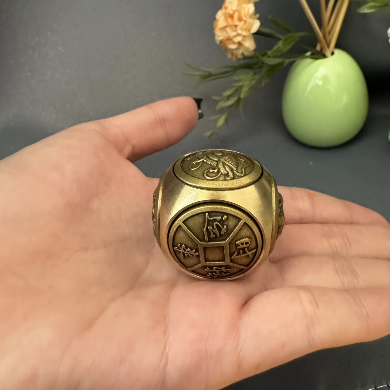 Luxury Brass Six-sided Spinner - Handheld Shui Wealth , & Charm For Home Decor
