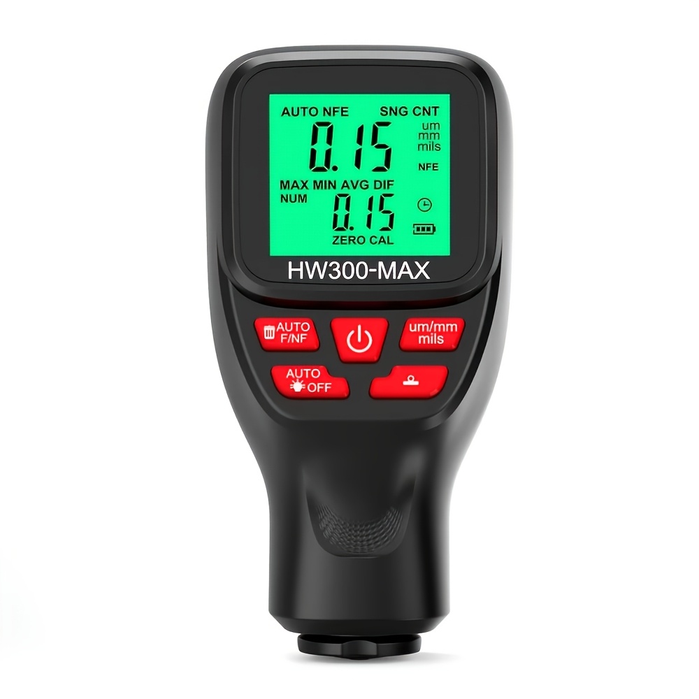 E-shop HW300-MAX Auto Lackierstoff Dickenmessgerät 0-2000UM Auto Lackfilm Dickenprüfer Lack Messgerät Digital Hintergrundbeleuchtung