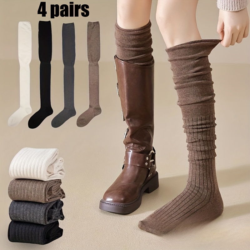TEMU 4 di calze a tubo da donna color e inverno, e . Calze a tubo adatte da abbinare a , gonne a vita , pantaloncini, calze e di tendenza