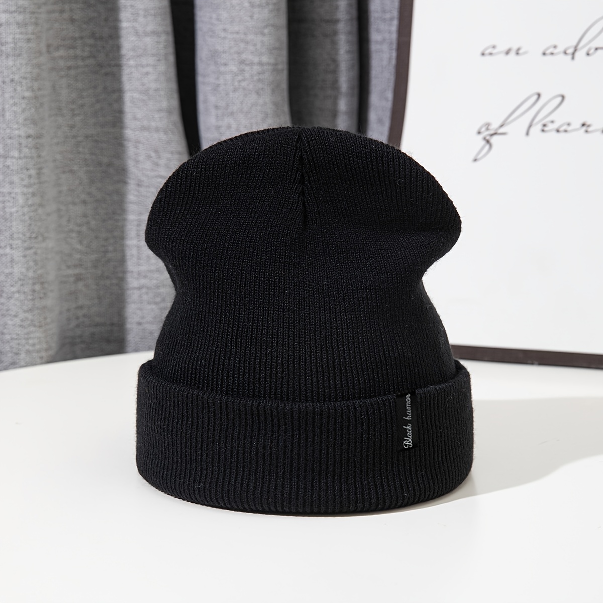 Image of Youth Autumn/winter Knitted Beanie, Simple And Versatile Fashion Knit Hat, Warm Slouchy Beanie
