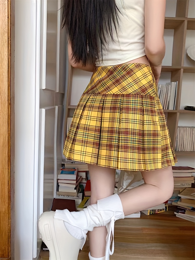 womens high waisted pleated skirt a line short length pink Temu