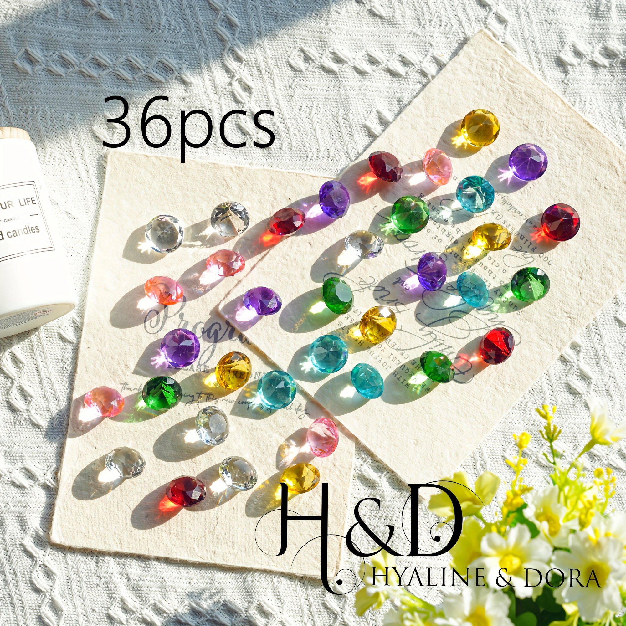 

H&d & 36pcs Multicolored Art Glass Diamonds For Wedding Table Scattering Gemstones Ornaments Gifts