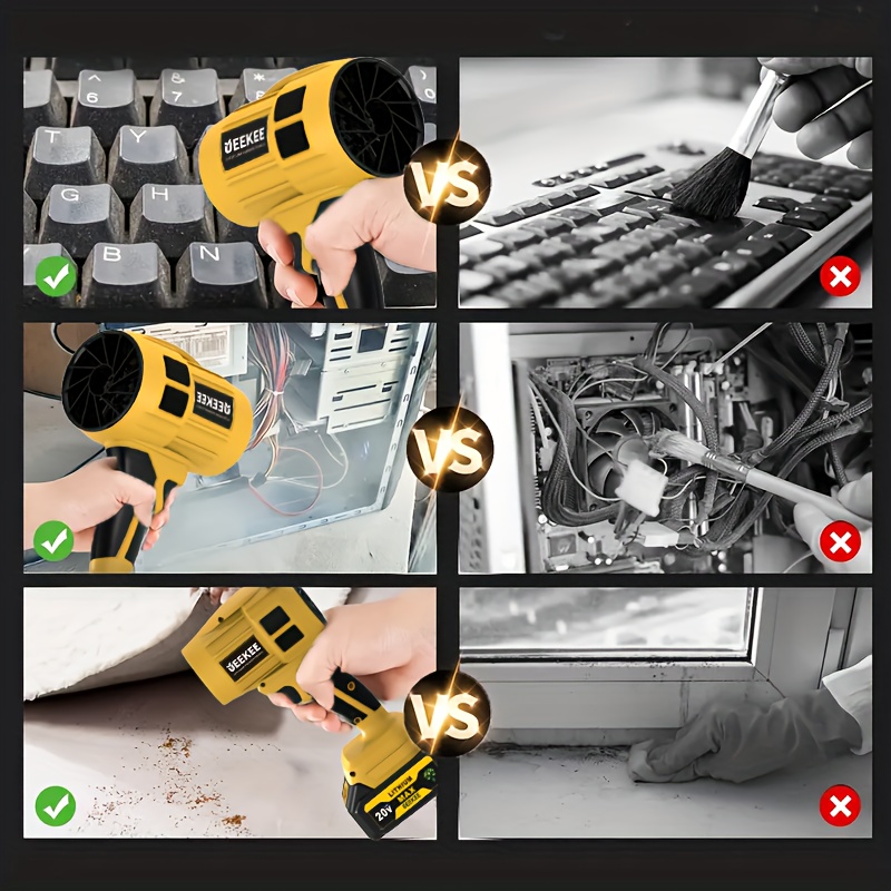 Portable Blower, Cordless Fan, Rechargeable Turbo Jet Fan, Equipped with 2 Rechargeable Batteries, Stepless Speed Switch, High Airflow, Suitable for Indoor Cleaning, Camping, Cars, Lawn Clearing, Etc., An Exquisite Christmas Gift.