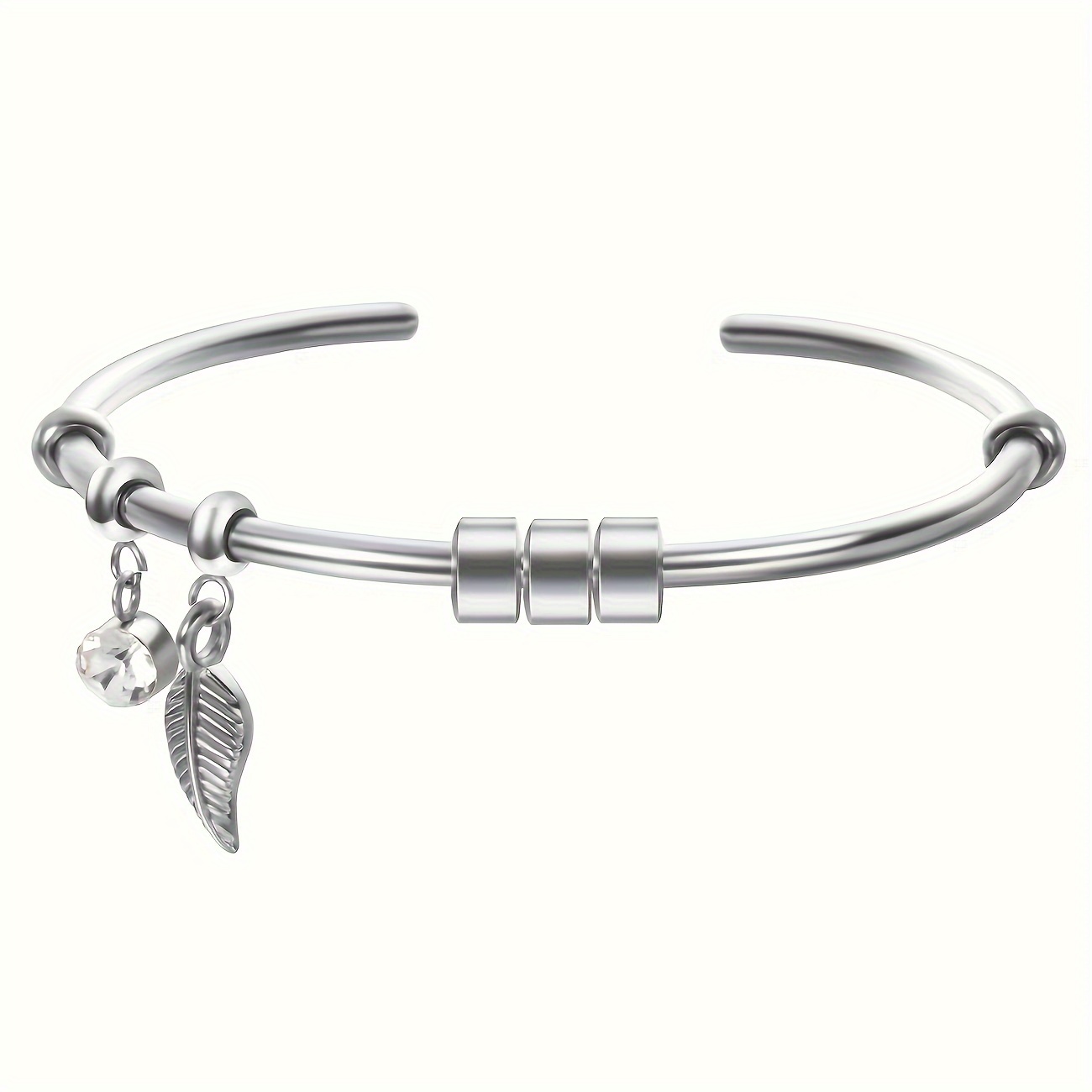 TEMU Customized Names Bracelet For Women Leaf Bangles Personalized Stainless Steel Open Cuff Gifts