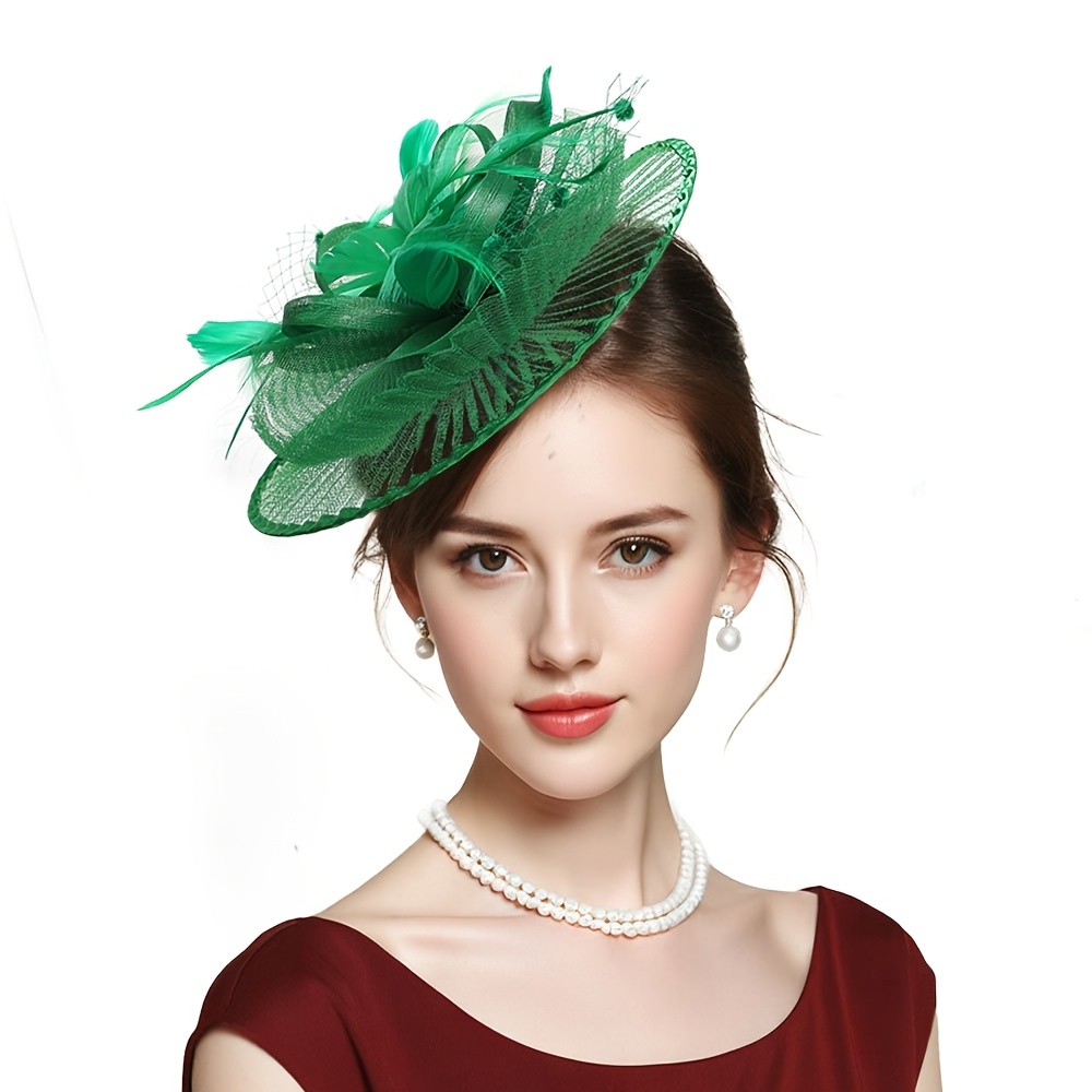 Green Fascinator Minihat with Silk Ribbon store Accent