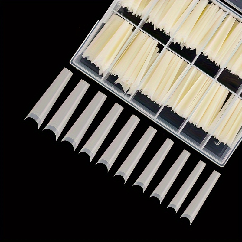 Nail Tip French Square Ultra-long Coffin Half Cover Ultra-long Women'-long Nail Tips 240pcs/box Transparent Natural