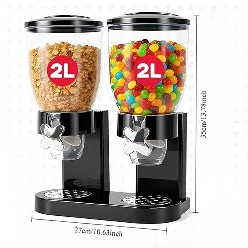 black desktop grain dispenser 6 liter kitchen storage container for snack organizer suitable for food pantry and kitchen storage can store oatmeal nuts candies rice dog food bird seed etc