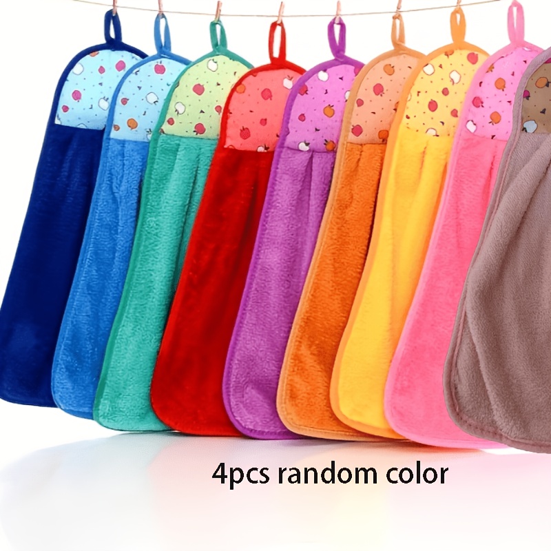 TEMU Random 4-strip Pack Of Quick-dry Hand Towels - Ultra-absorbent And Fast-drying Microfiber, Kitchen And Bedroom Cleaning Cloth - Compact Hanging