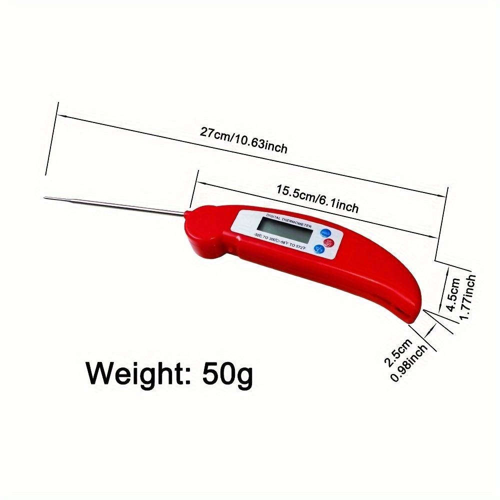 TEMU 1pcs, Food Thermometer, Instant Read Meat Thermometer, Baking Thermometer, Digital Cooking Food Thermometer With Extra Long Probe For Bbq Bbq Oven Oil Milk Yogurt, Kitchen Accessories, Dorm