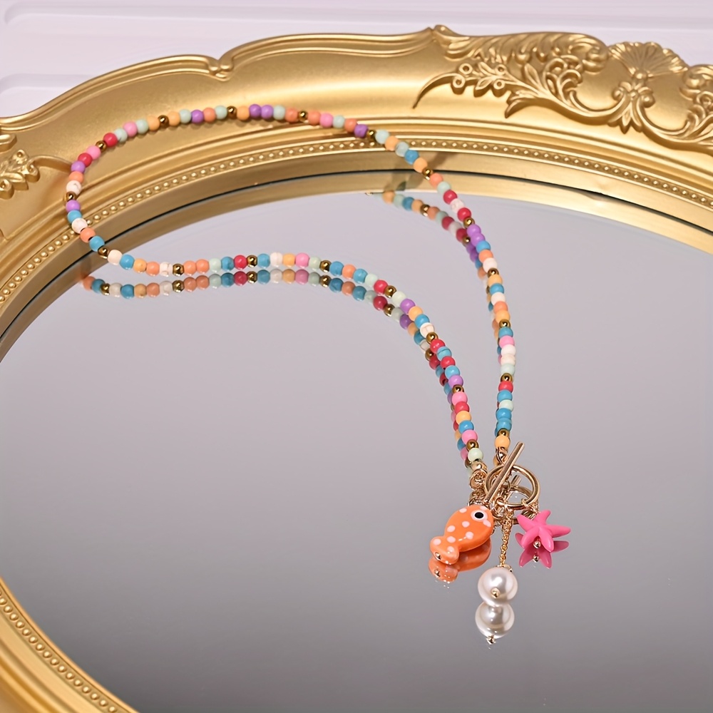 Sea-inspired Pendant Necklace With 4mm Bead Chain Charms Jewelry