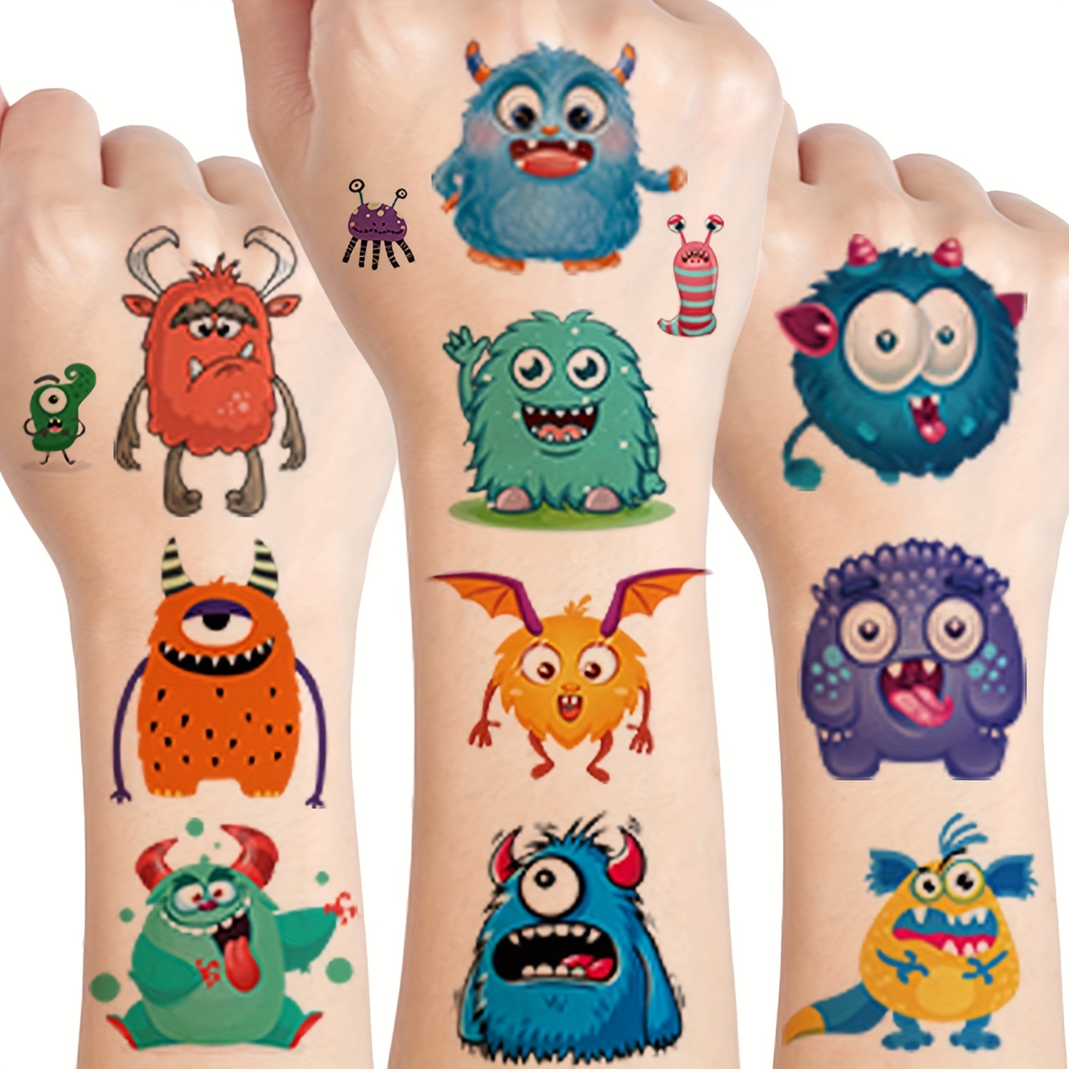 

Cute Monster & Cartoon Temporary Tattoos - 12 Sheet Piece For Birthday Parties & Celebrations