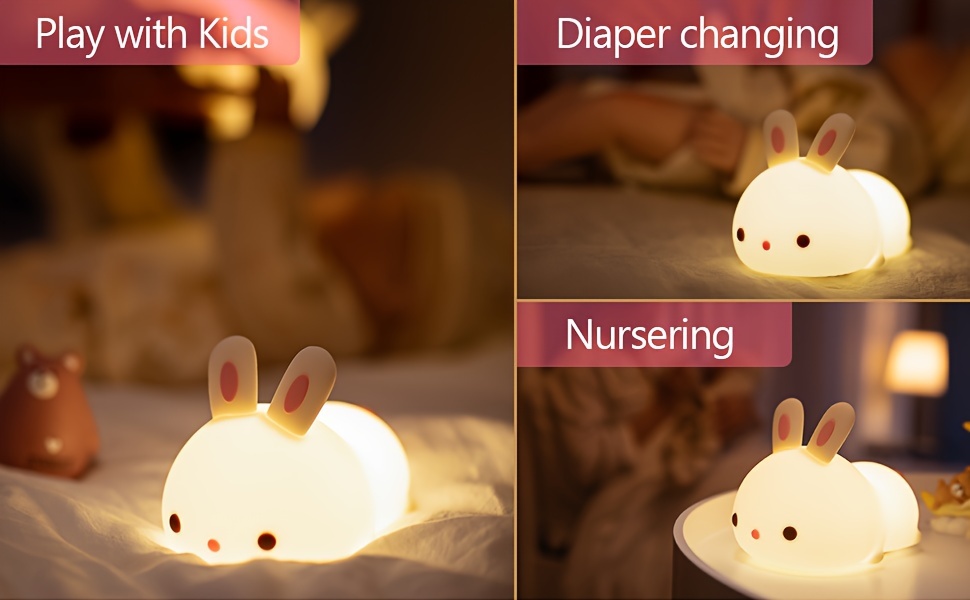   light gifts for teen girls remote 16 colors bunny night light teen girl gifts for girls rechargeable silicon night light teen girl stuff for girls anime stuff   stuff cute things for teen girls gifts christmas gifts girls room decor details 2