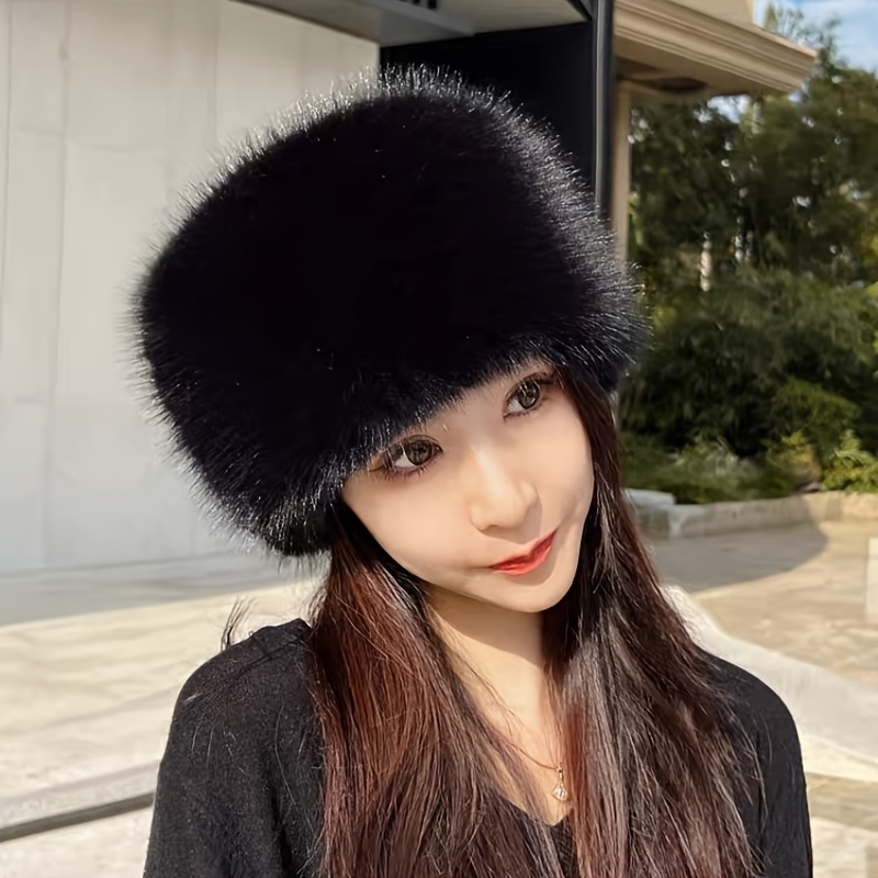 TEMU New Arrival Winter Thick Fox Bucket Fisherman Hat, Ear Flap Warm Winter Hat, Fashion Fluffy For Women