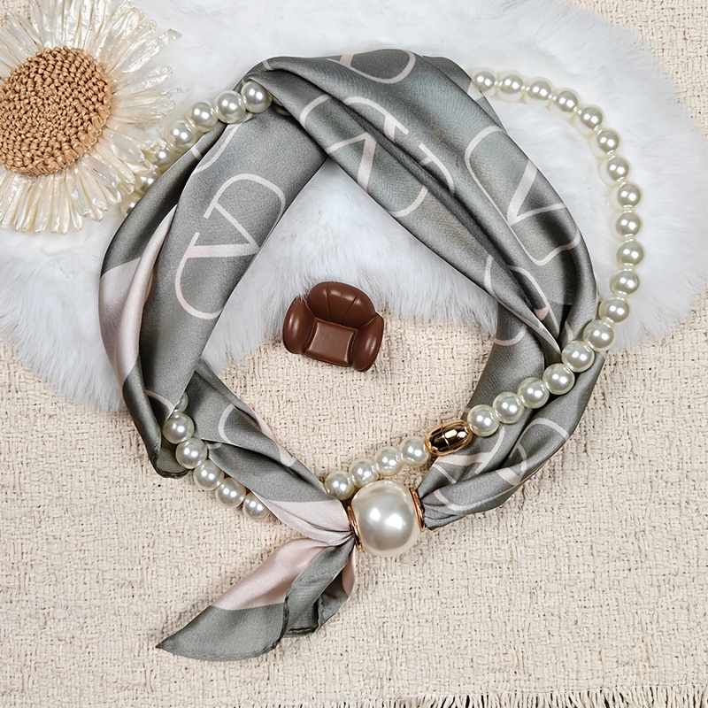 TEMU Elegant And Romantic Lazy Short Scarf, Necklace With Small Long Scarf, Mother's Neck Support Scarf Wrapped Around The Neck For Lazy Person, With