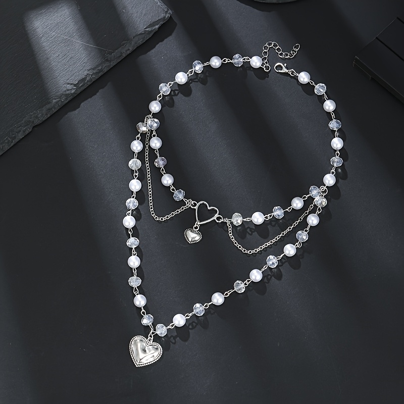TEMU Collar con colgante de multicapa adorable - Regalo de , collar de circonita sintética incrustada Y2K de moda, adecuado para uso diario y