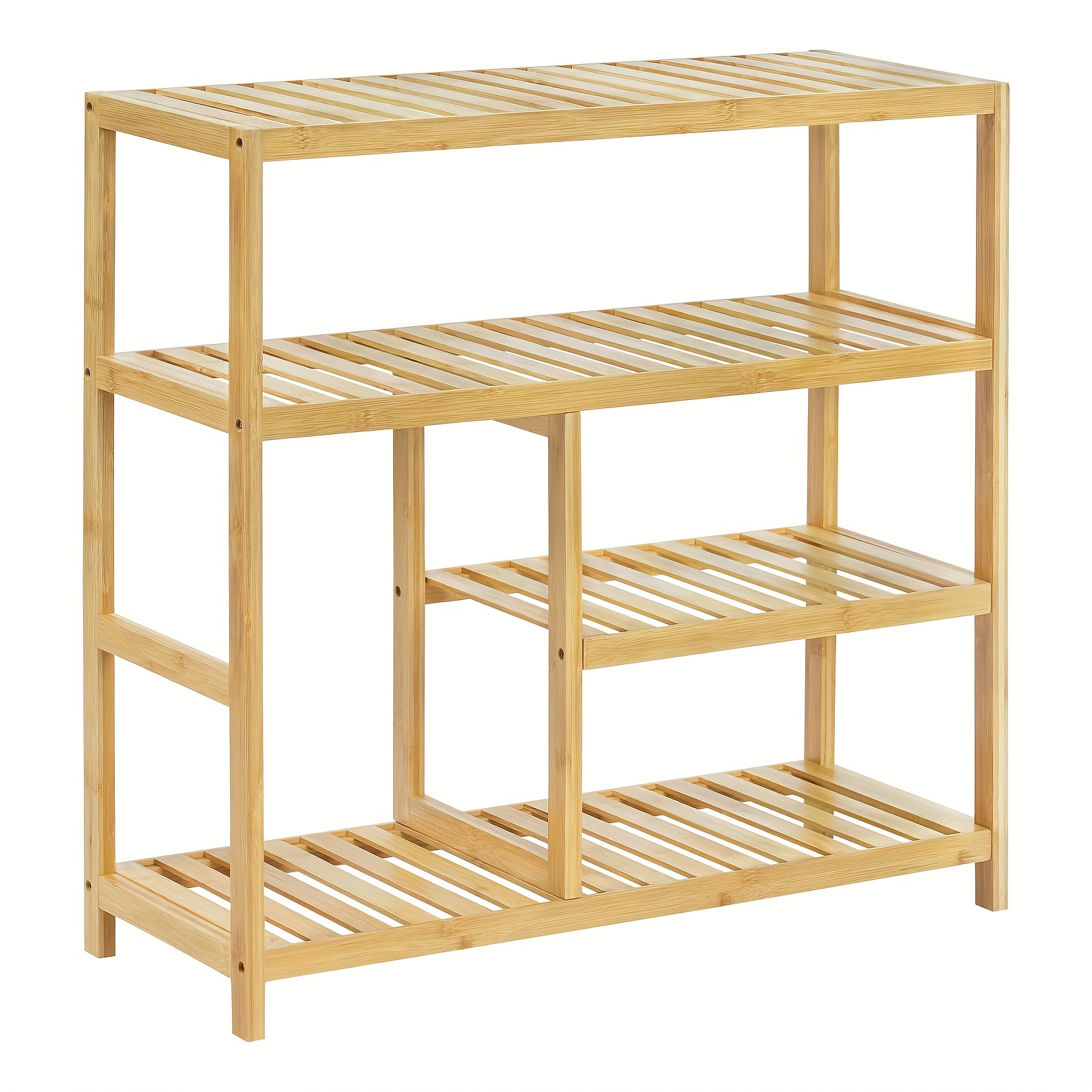 1pc Shoe Rack Made Of Bamboo With , Space- Shoe Storage, Stand, Shelf For Shoes Hallway Living Room Bathroom, 68 X 68.5 X 26cm