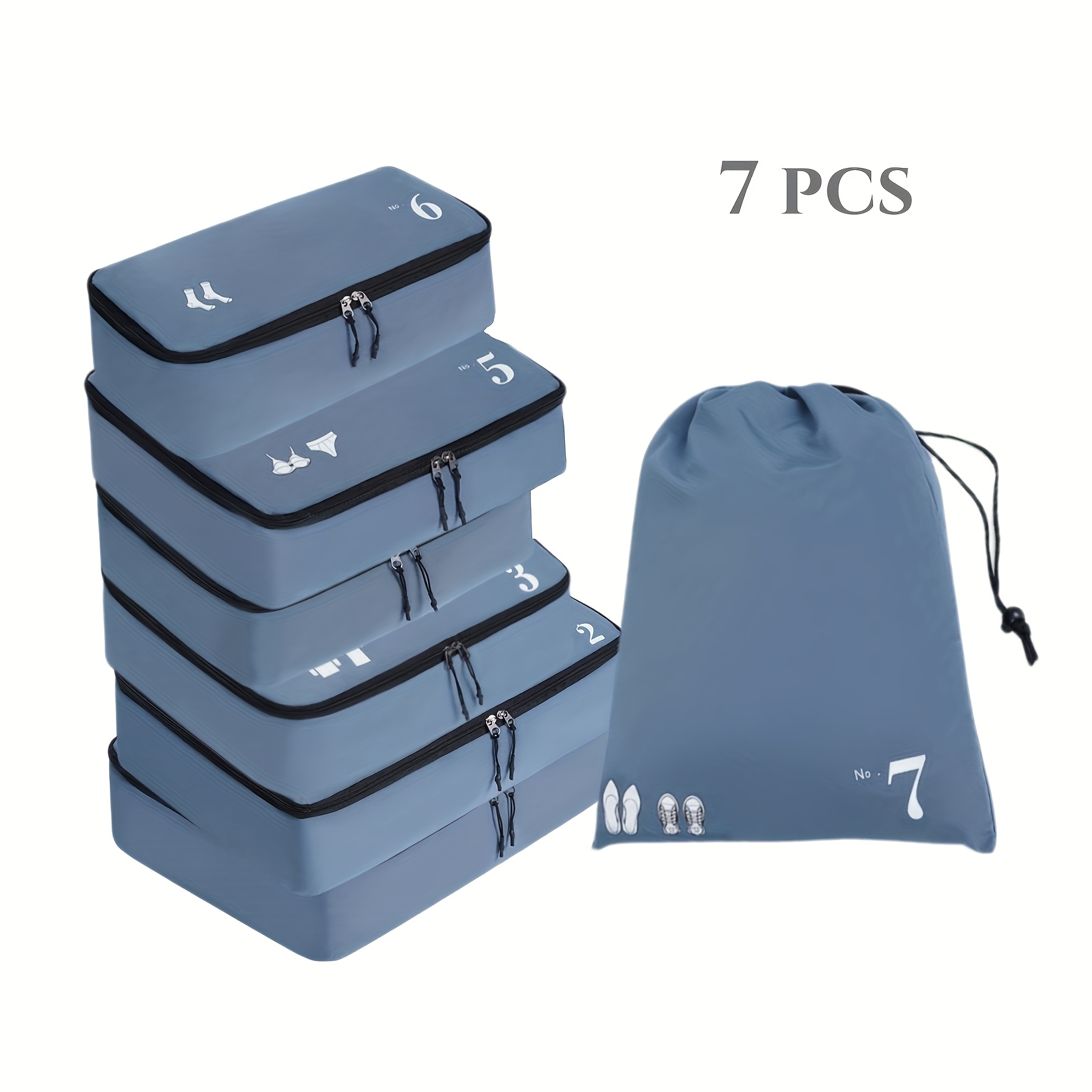 

7pcs Travel Packing Cubes Set With Travel Organizer Packing Bags Travel Accessories Shoes Bags - Carry-on Suitcases Backpacks, Duffel Bags