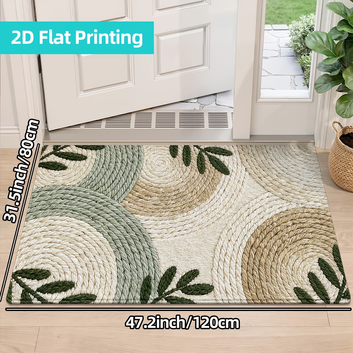 TEMU Door Mat Door Rug, 2d Flat Printing Rug Durable Outdoor Doormat Front Door Rug, Low Profile Non Slip Low Profile Door Rug For Entry, Patio, Home