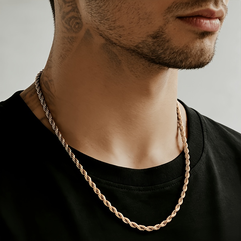 E-shop 2mm Dicke gedrehte Seilkette, Herrenmode Halskette, Herren Seilkette 316 316 Edelstahl gedrehter Knoten Halskette, gedrehte Seilkette Halskette,