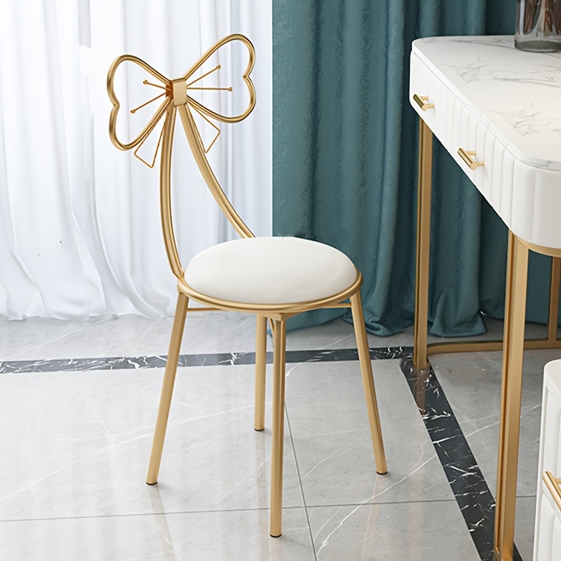Makeup Chair With Detachable Backrest, Nail Art Chair, Bedroom Vanity Stool For Girls