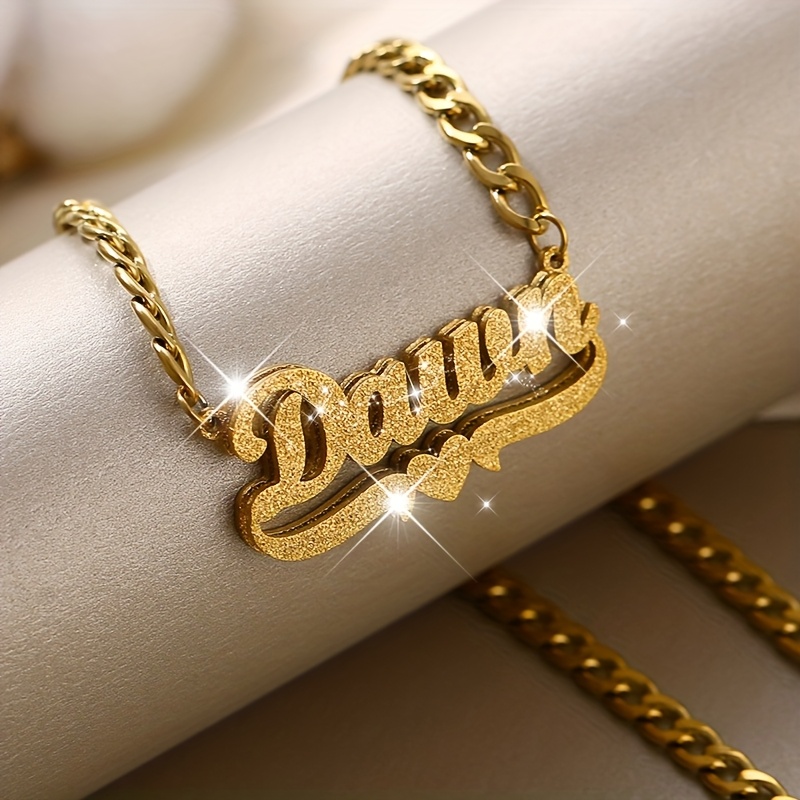 Customized Name Double-Layer Necklace, 304 Stainless Steel, Gift for Her