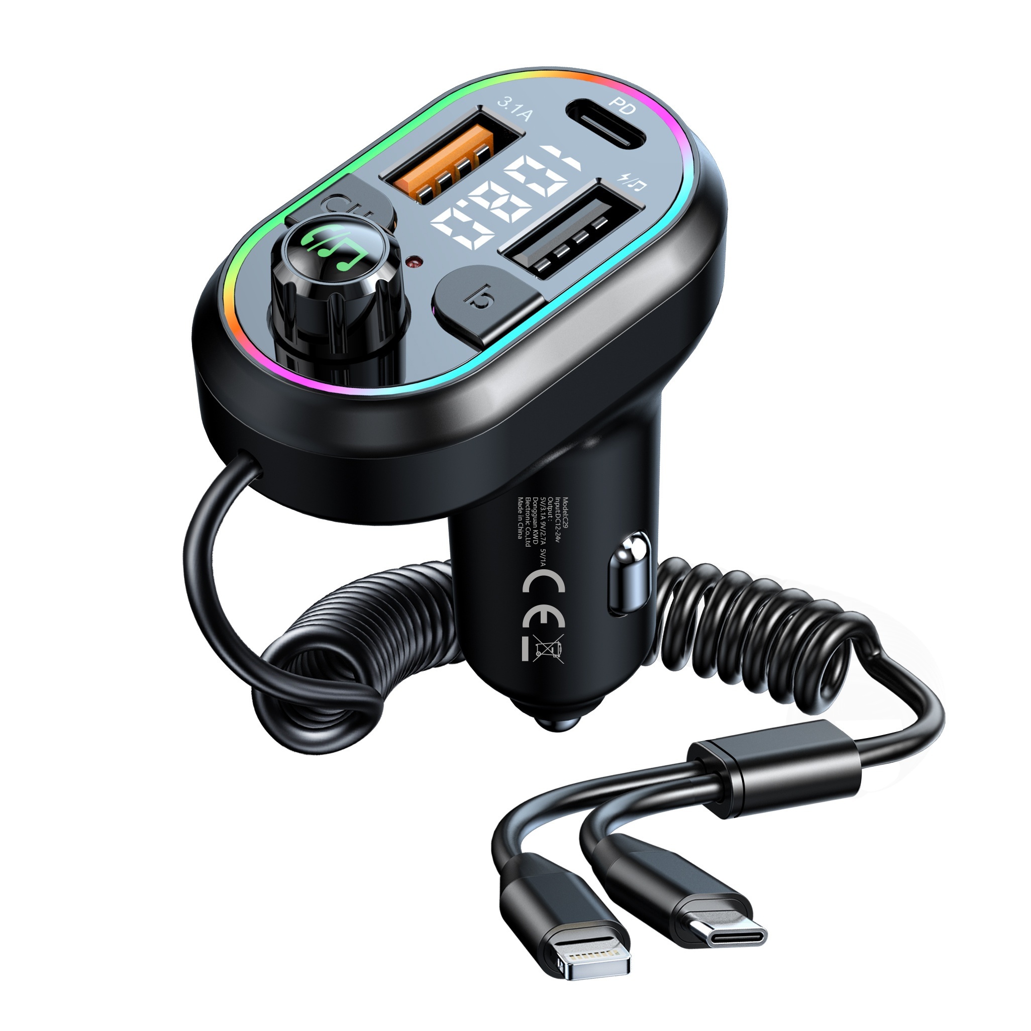 Pd Wireless Fm Transmitter 3 Ports Usb Pd Fast Car Charger - Temu  Philippines