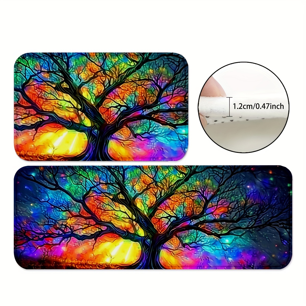 

1pc/2pcs, Fancy Colorful Tree Floor Mat, Modern Kitchen Rugs, Indoor Carpet, Non-slip Grease Resistent Kitchen Mat, For Home Decor, Room Decor, Farmhouse Decor