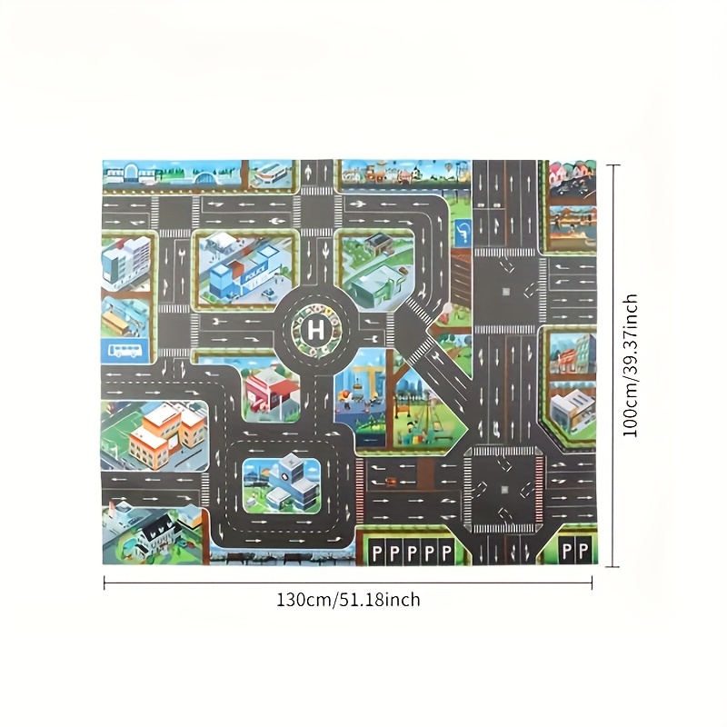 Image of 1pc City Traffic Play Mat, Fantasy Lot Map, Parking Scene Map, City Landmarks, Traffic, Small Cars, Game Map