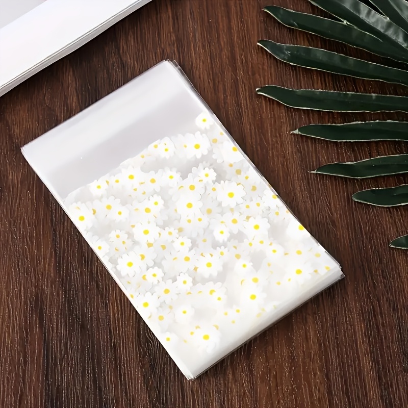 50/100 Cute Daisy Pattern OPP Self Sealing Bags, Gift Packaging