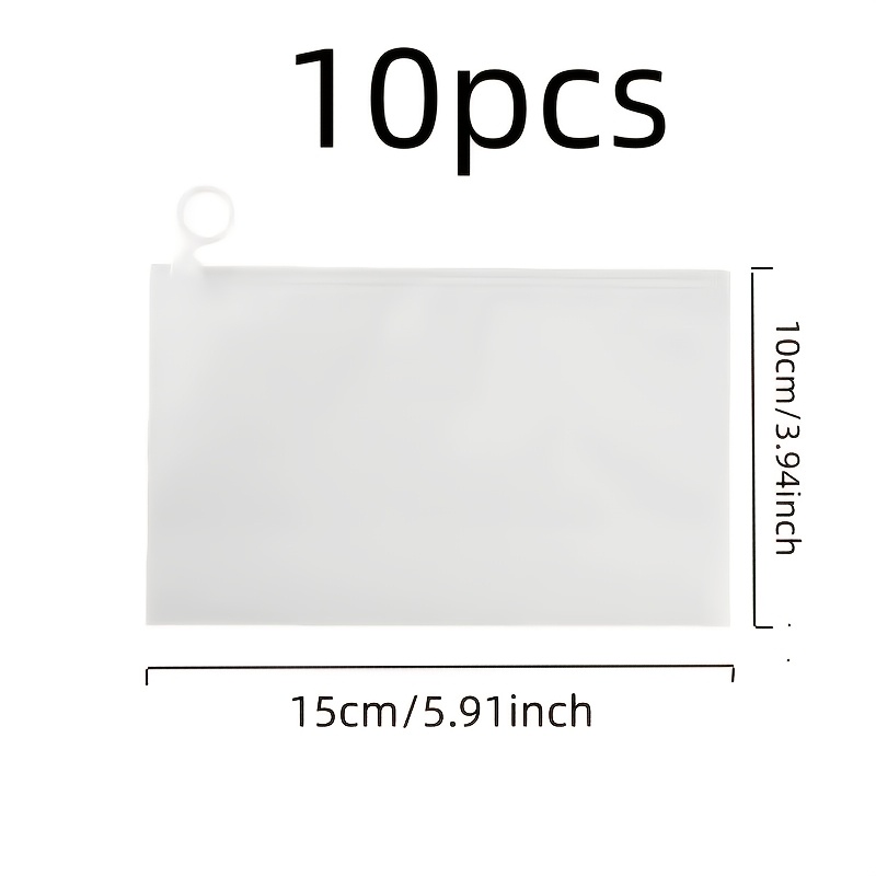 TEMU Paquete de 10 bolsas con cremallera reutilizables, esmeriladas y transparentes, con para los dedos — Adecuadas para almacenamiento de viaje —