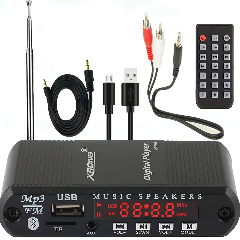 audio receiver fm radio mp3 digital player led 4   sd card usb   3 5mm audio output black