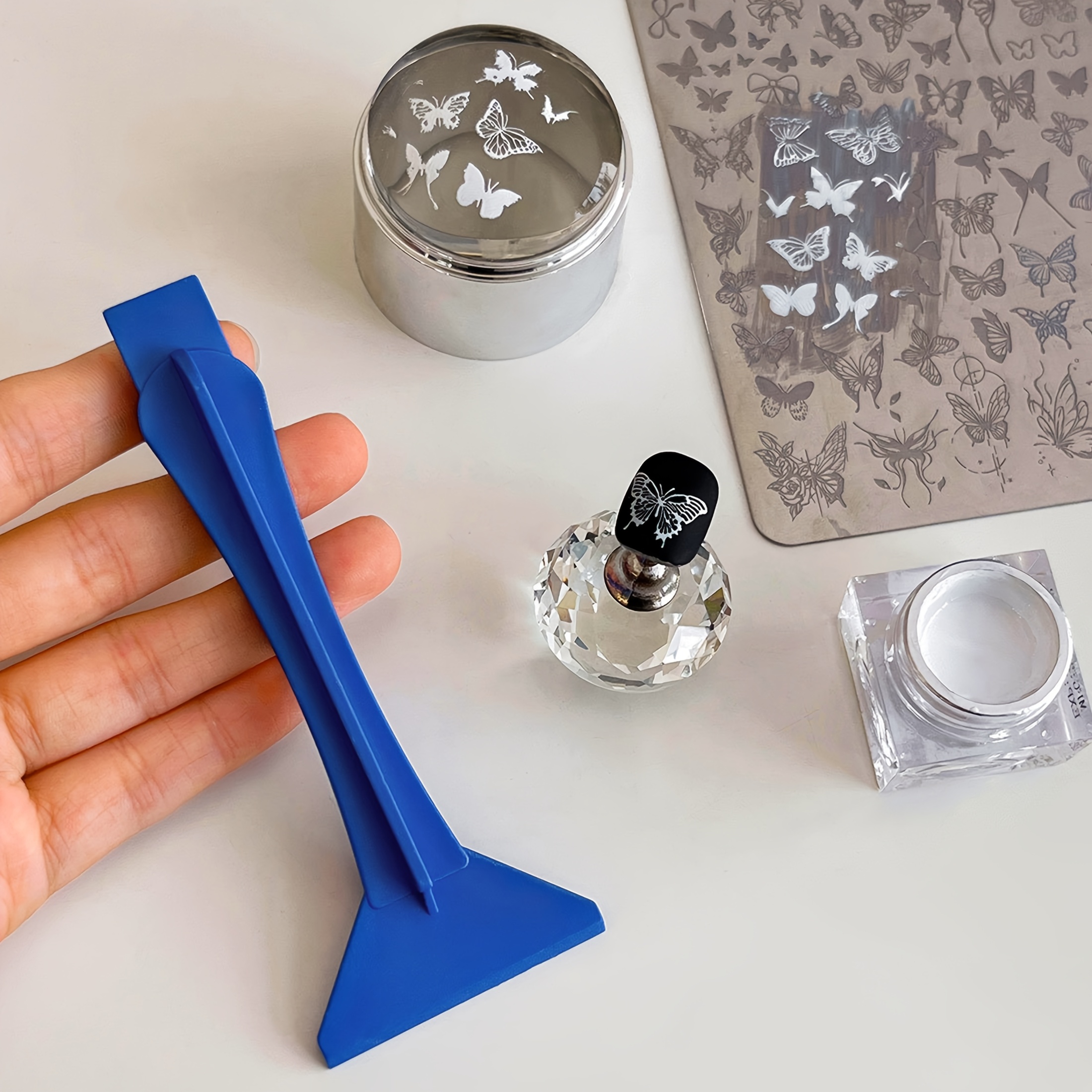 3pcs Silicone Rotating Nail Stamp Set with Scraper Tool