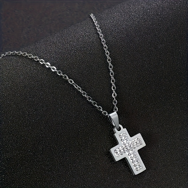 Image of 1pc 202 304 202 304 Stainless Steel Cross Pendant Necklace Fashion Easy Necklace, Suitable For Birthday Gifts, New Year Gifts, Valentine's Day Gifts, Dress Decoration Gifts