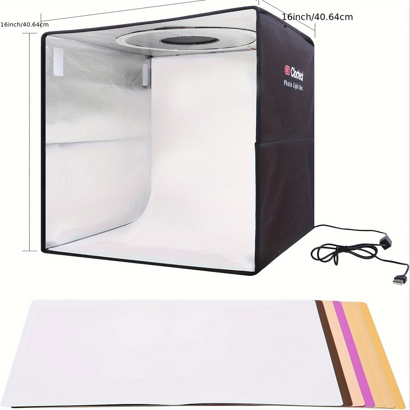 

Photo Box, 16'' X 16'' Photo Shooting Tent Kit, 160pcs Led, 3 Color Temperatures Adjustable With Cri >90, 6 Photo Backdrops- Sided Color Backgrounds For Small Size Products