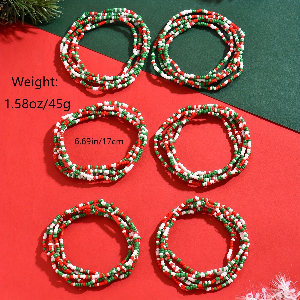 30pcs Festive Christmas Beaded Bracelet Set