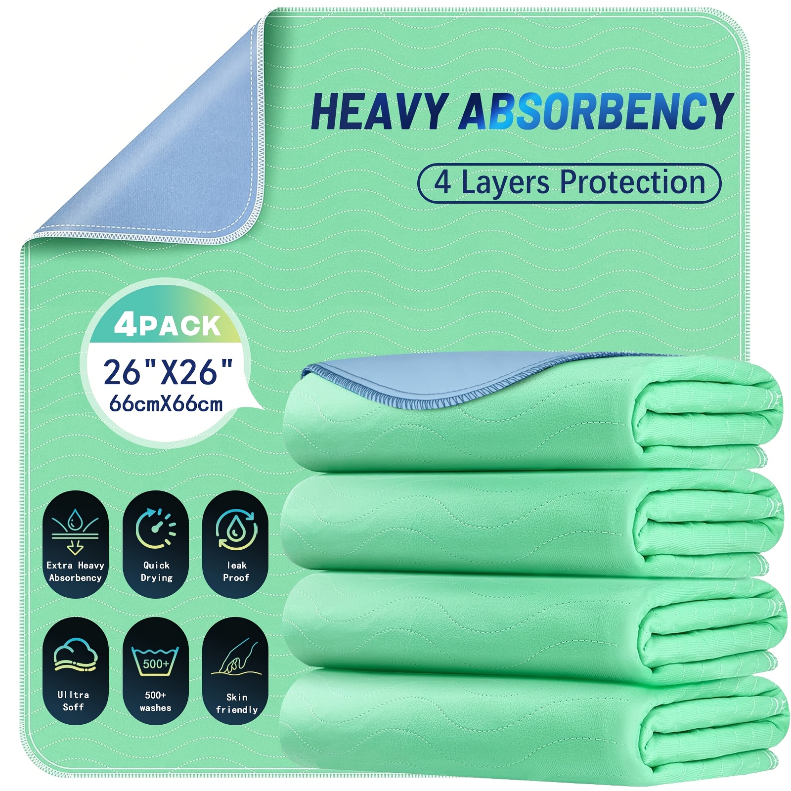 TEMU 4pcs/2pcs/1pc Extra Heavy Absorbency Washable , Waterproof Quick Drying Nursing Pads Bed Pads, Reusable Washable Pee Pads For Dogs, Diaper